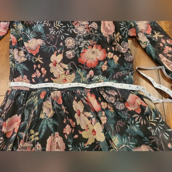 Rebecca Taylor La Vie Faded Garden Mesh Long Sleeve Dress Large - Picture 13 of 16